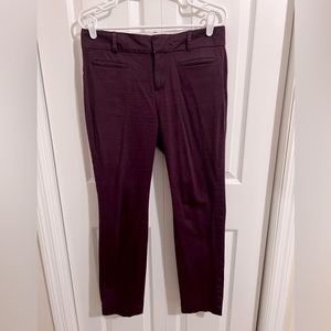 Calvin Klein Mid Rise Modern Fit Pants Size 4 Burgundy